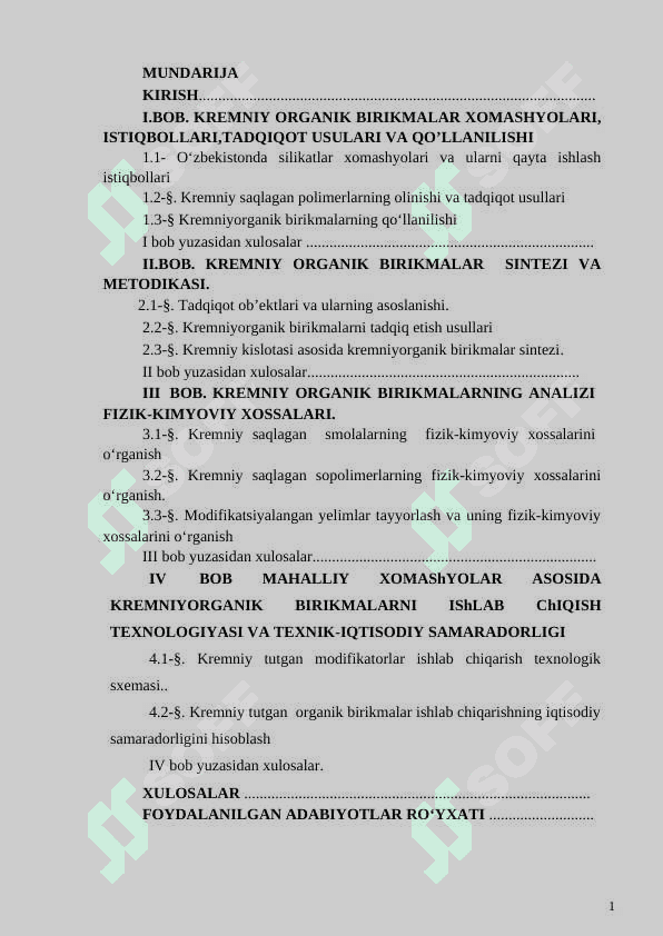 MAHALLIY XOMASHYOLAR ASOSIDA KREMNIY ORGANIK BIRIKMALAR OLISH TEXNOLOGIYASI” 2
