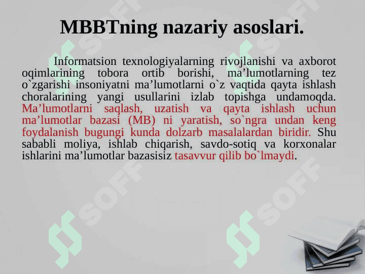 Ma’lumotlar bazasining boshqarish tizimlari 3