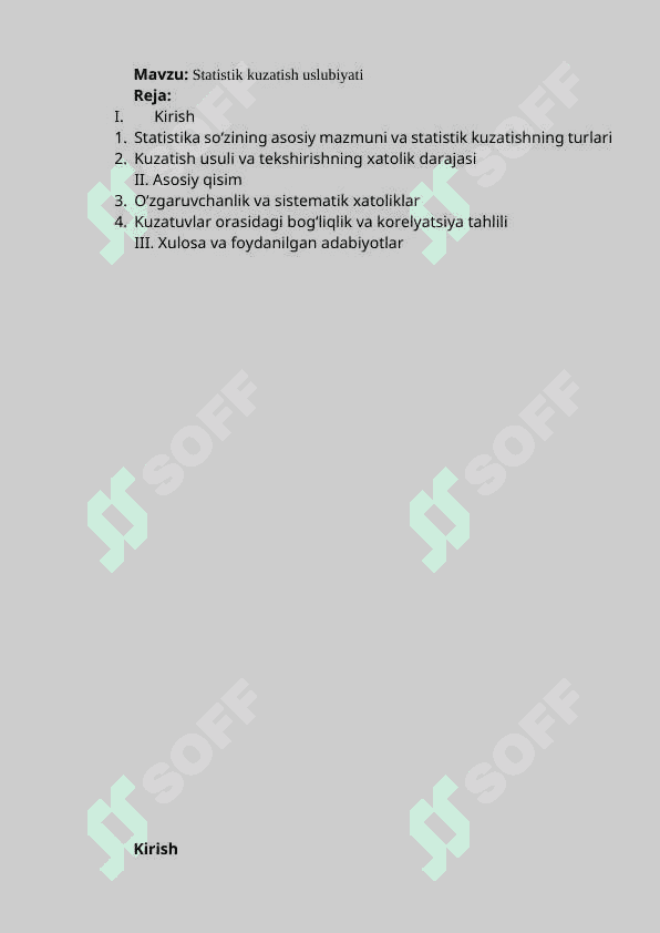 Statistik kuzatish uslubiyati 2