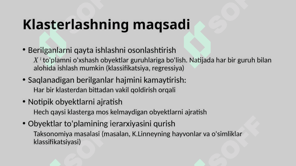 Klasterlash masalasi. K-means, DBSCAN, C-means algoritmlari. 4