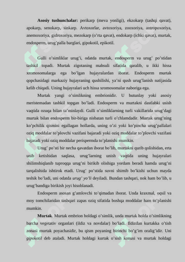 Urug' va mevaning tuzilishi hamda hossalari 2