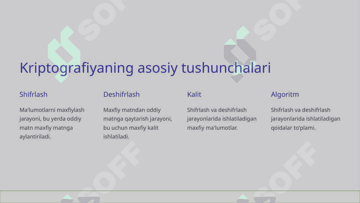 Axborotni himoyalashning kriptografik usullari 2