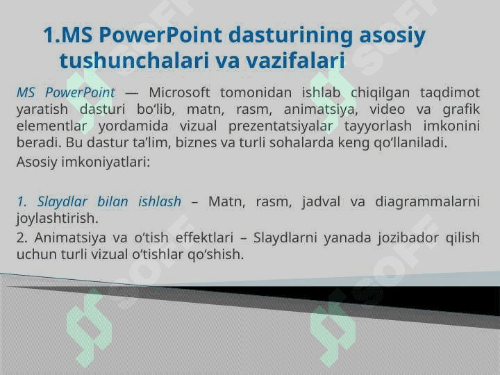 MS PowerPoint dasturi va              uning imkoniyatlari 3