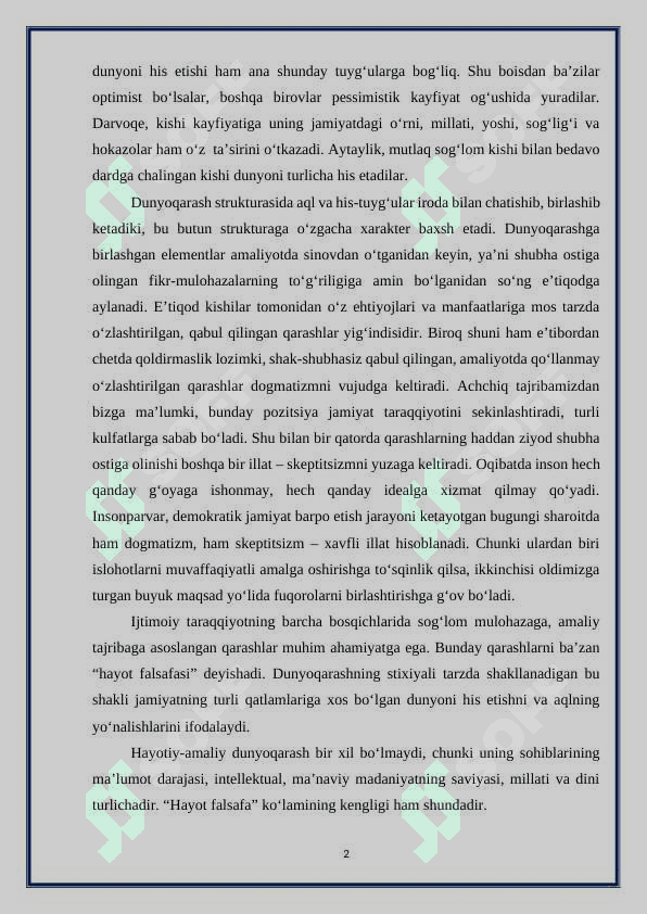 DUNYOQARASH HAQIDA UMUMIY TUSHUNCHA 2