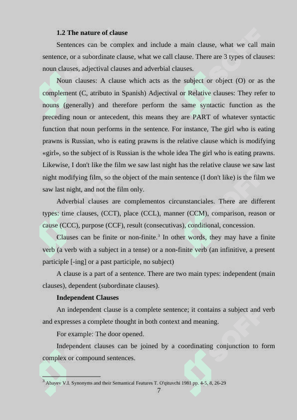 TYPES OF SUBORDINATE CLAUSES IN MODERN ENGLISH 7