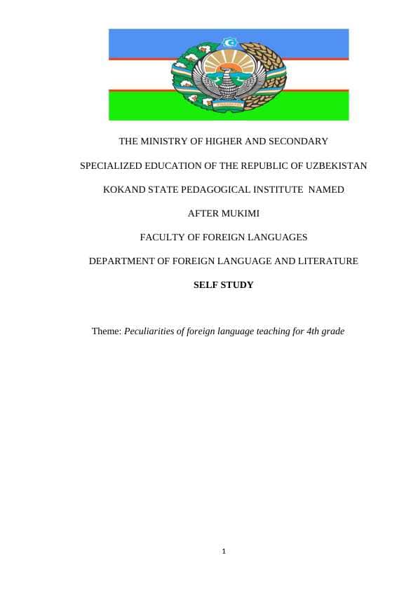 Peculiarities of foreign language teaching for 4th grade