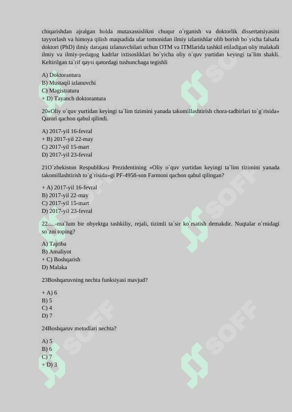 Umumiy pedagogika fanidan test savollari albatta javoblari bilan 4