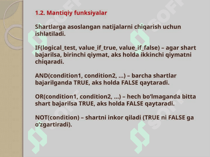MS Excel dasturida formula va funksyalar bilan ishlash 6
