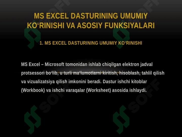 MS Excel dasturi protsessori imkoniyatlari 3