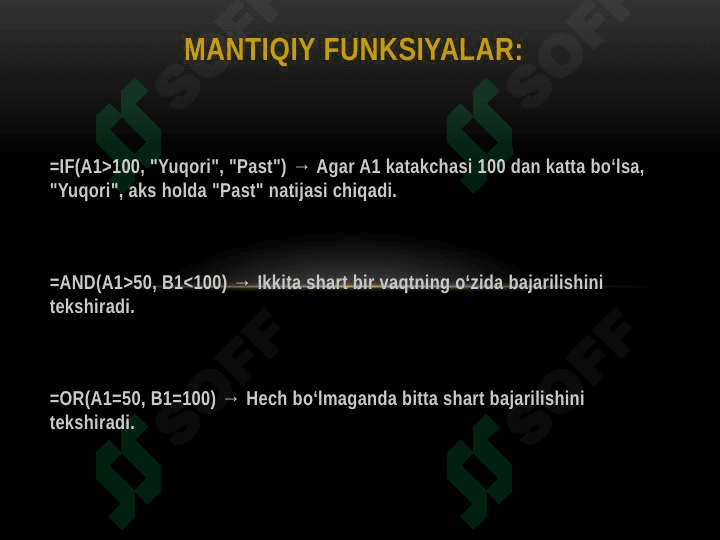 MS Excel dasturi protsessori imkoniyatlari 8