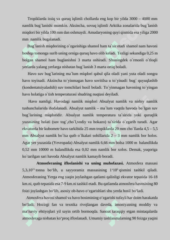 YERNING GEOGRAFIK QOBIQLARI. ATMOSFERA. BIOSFERA 8