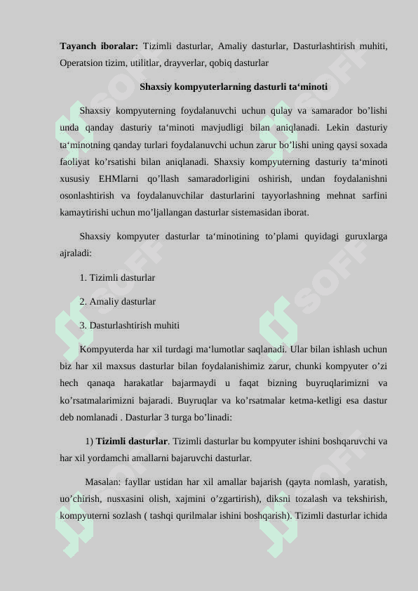Kompyuterning dasturiy ta‘minoti va ularning turlari 3