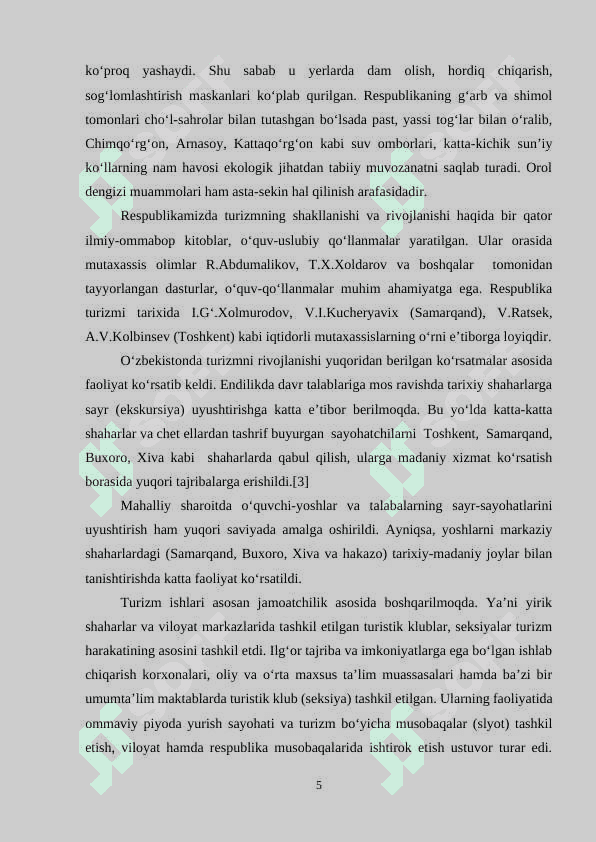 “O`zbekistonning turizm salohiyati” 5