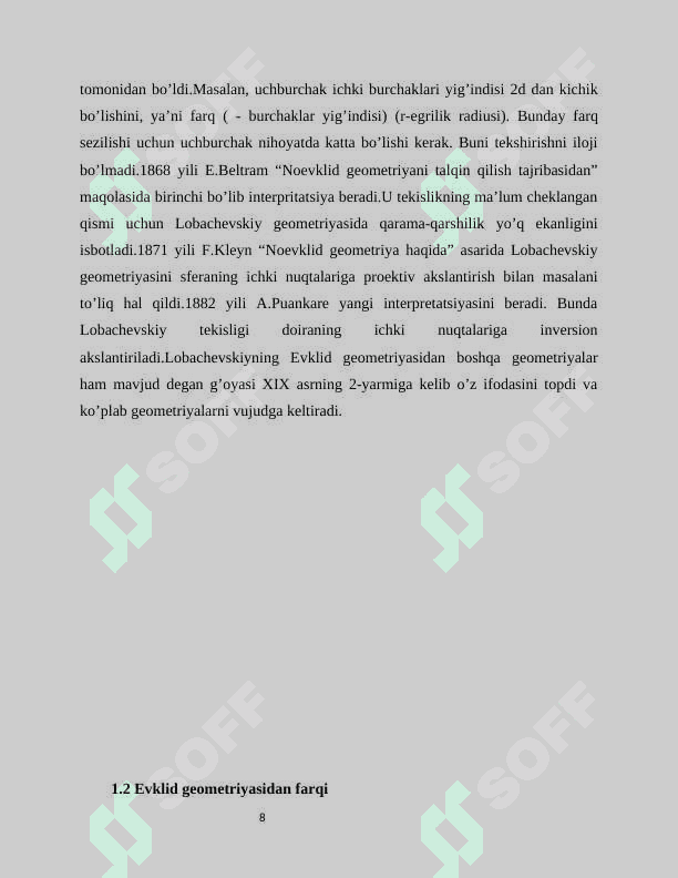 Lobachevskiy geometriyasining  turli modellari 8