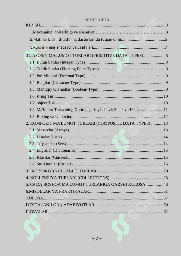 C tilining ma'lumot turlari 2