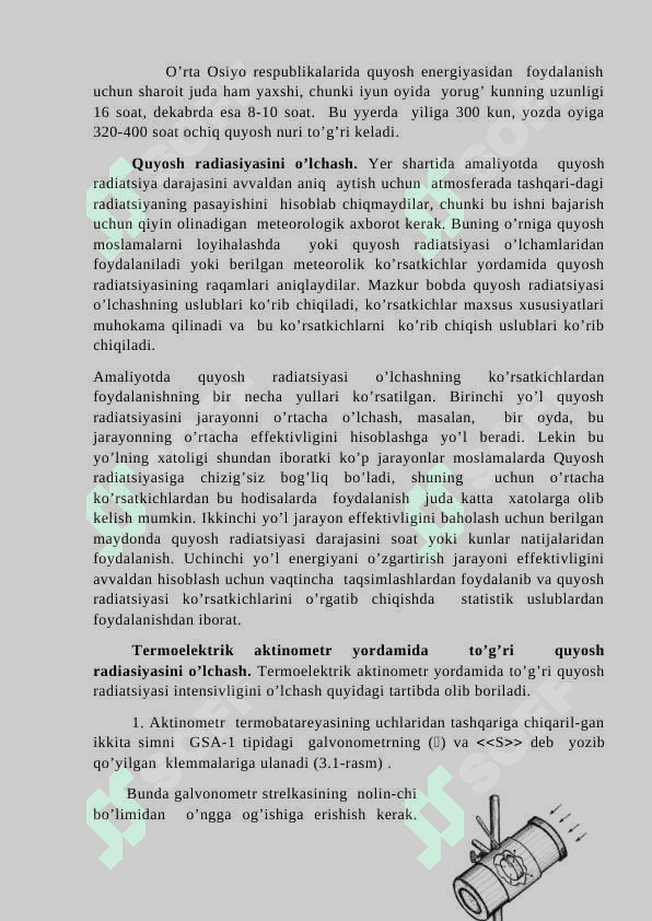 Quyosh energiyasini o’lchash usullari 3