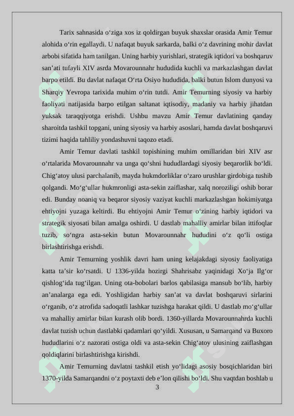 Amir Temur davlatining tashkil topishi 3