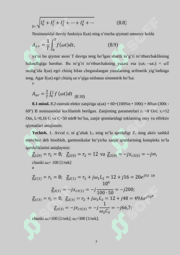 Nosinusoidal davriy kuchlanish va toklar 7