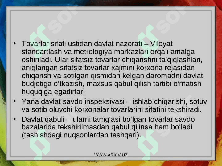 Mahsulot sifati va uni boshqarish 7