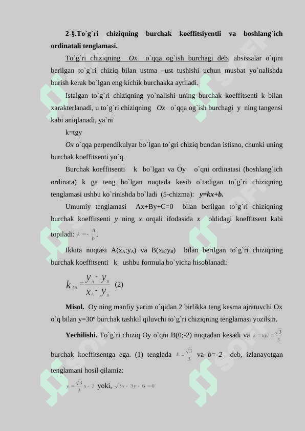To`g`ri chiziq tenglamalari 3