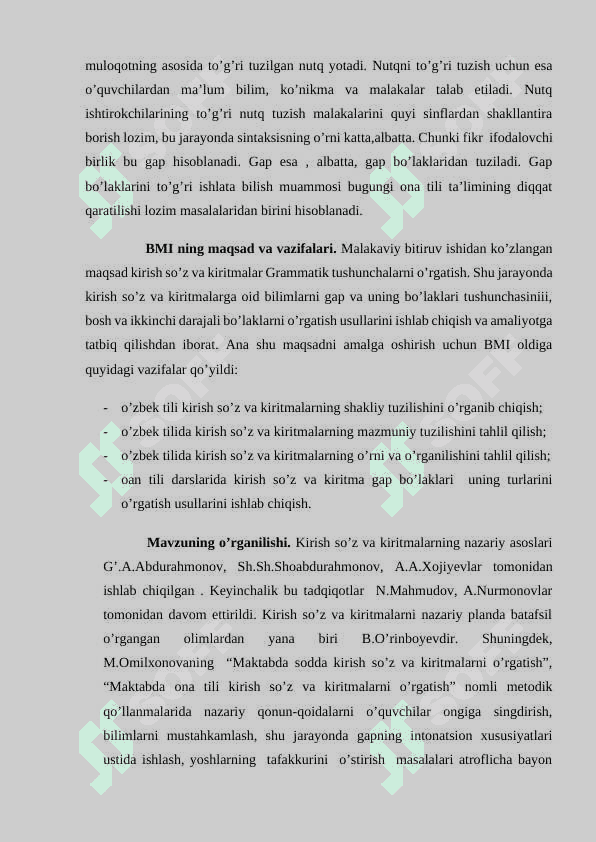 Hozirgi oʻzbek tilida kirish soʻz va kiritmali qurilmalarning leksik va grammatik xususiyatlari. 3