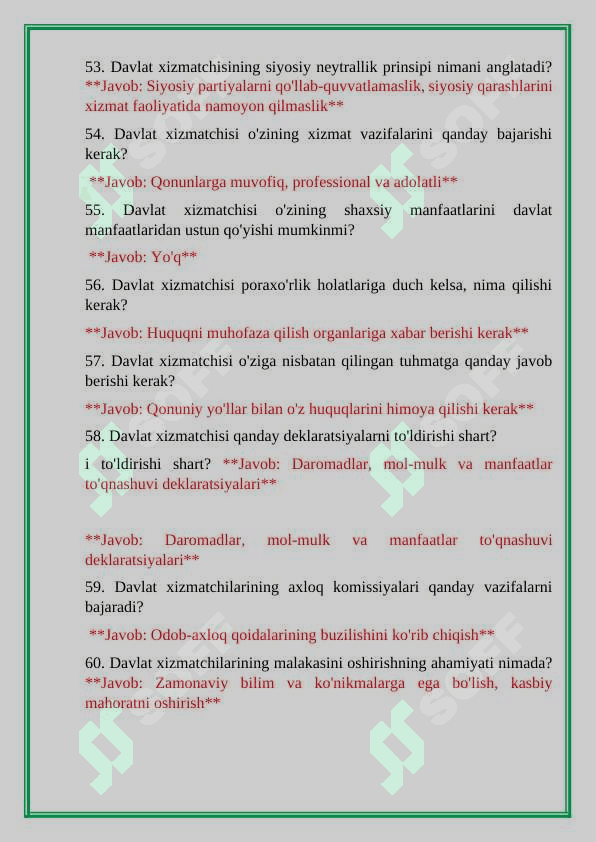 Argos test, javoblari bilan... . Davlat xizmatchisi 2024-2025 7