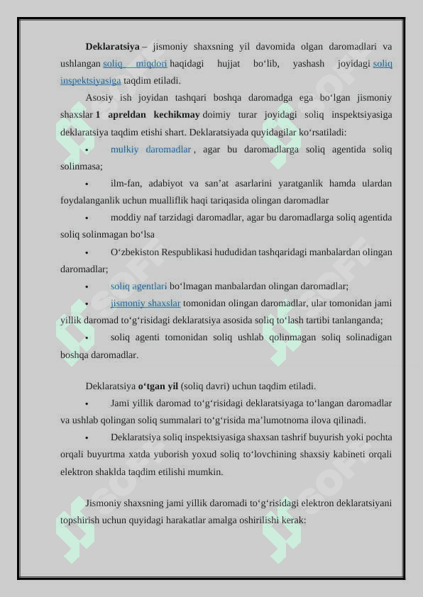 Yuridik shaxslarning yillik jami daromadlari tarkibi 2