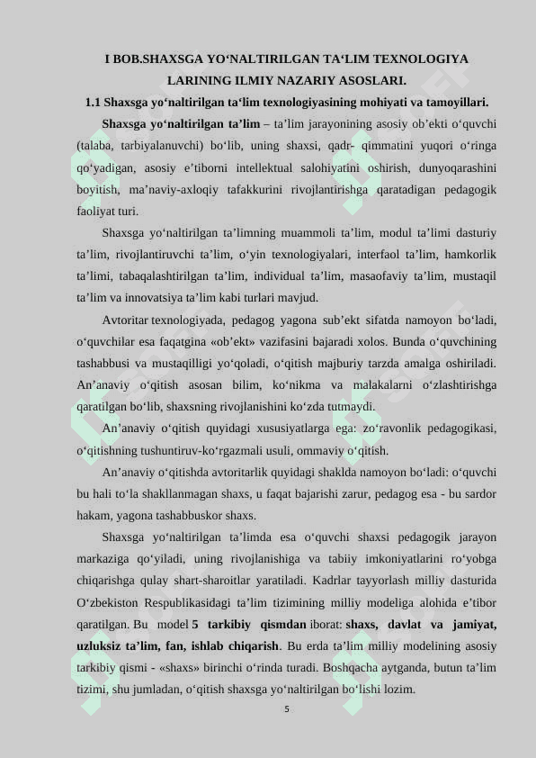 SHAXSGA YO‘NALTIRILGAN TA’LIM TEXNOLOGIYASI 5