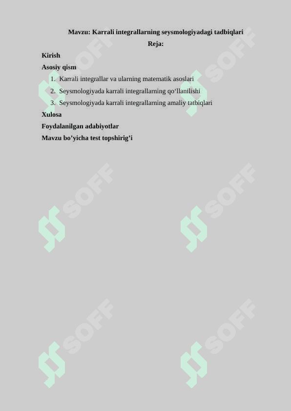 Karrali integrallarning seysmologiyadagi tadbiqlari 2