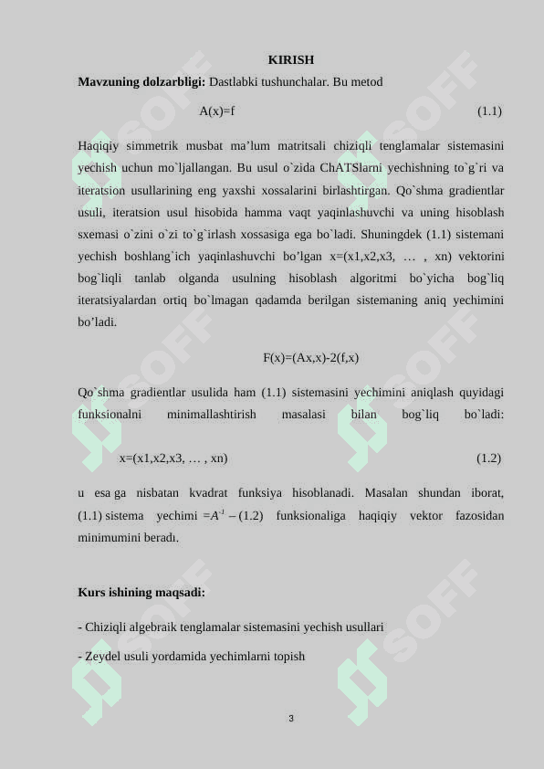 ChATS yechishning iteratsion usullari. Zeydel usuli 3