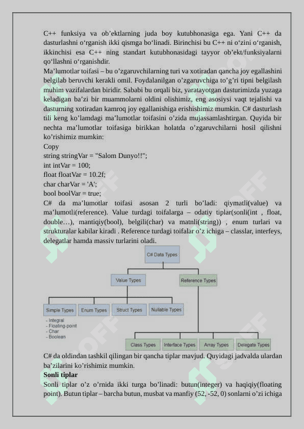 C++ da asosiy malumotlar turlari 3