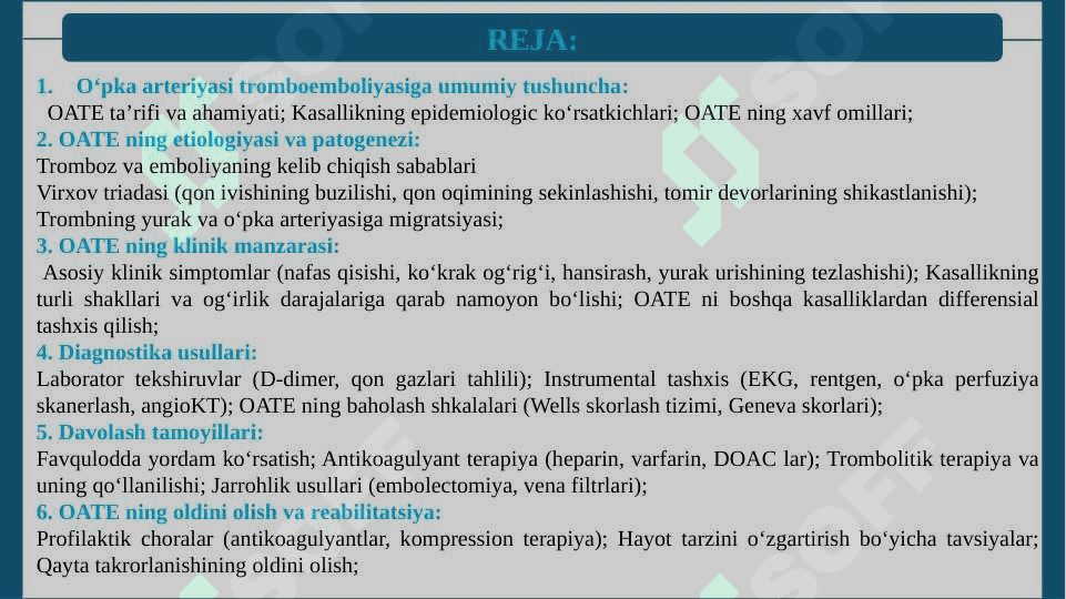 O‘PKA ARTERIYASI TROMBOEMBOLIYASI 3
