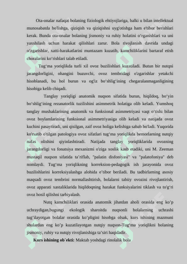 TUG‘MA YORIQLIKNI BOLANING JISMONIY, RUHIY VA NUTQIY RIVOJLANISHIGA TA’SIRI 3