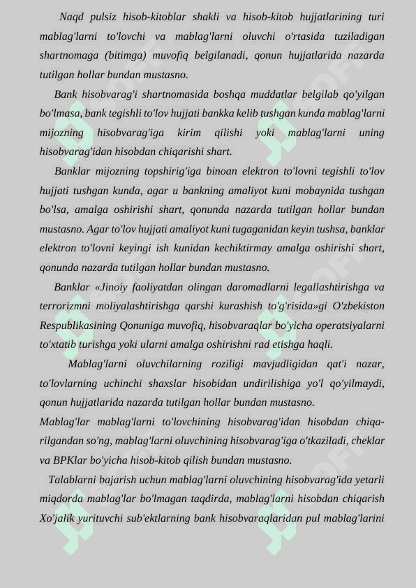 Bankda naqd pulsiz hisob-kitobni tashkil etish va hisoblash 4
