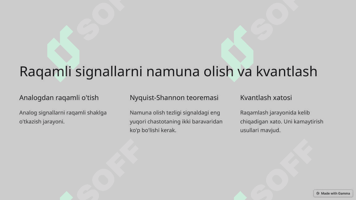 Raqamli signallarga ishlov berish usullari 2