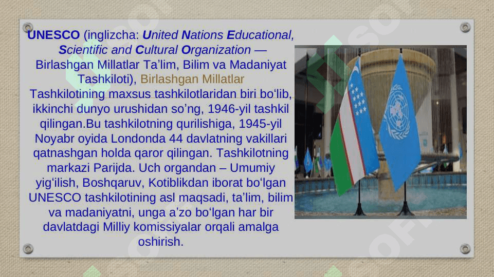 O'ZBEKISTON VA YUNESKO MUNOSABATLARI 2