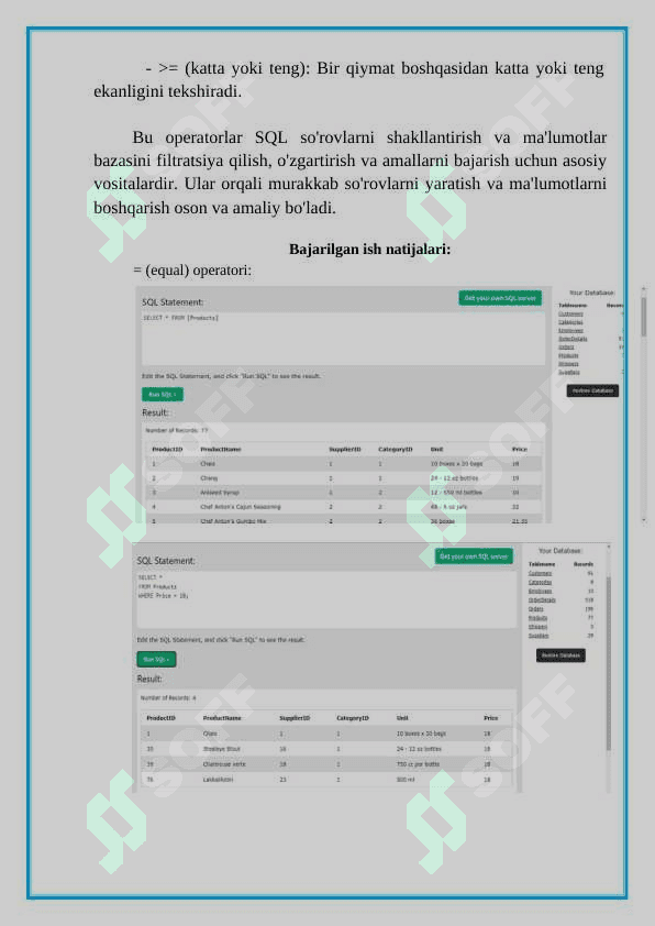 Sql operatorlari (Ma'lumotlar bazasi xavfsizligi) 3