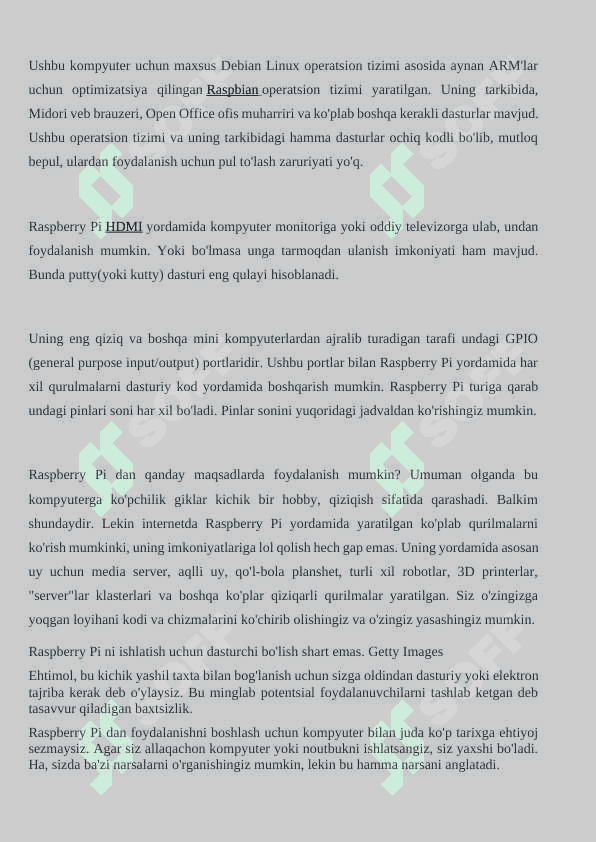 Operatsion tizimlar(Raspberry Pi ) 3