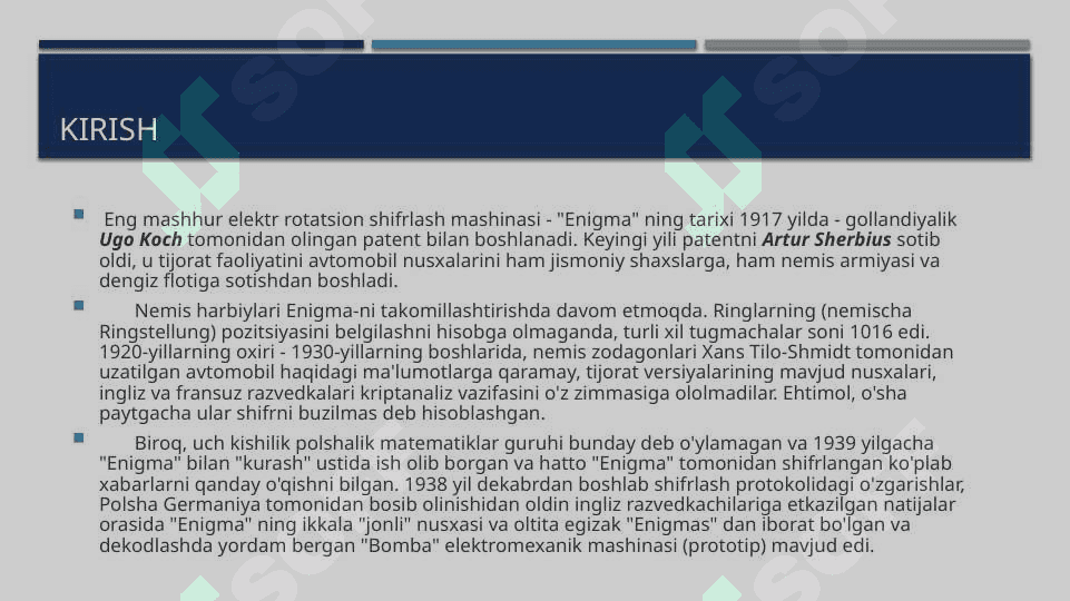 Enigma shifrlash mashinasi va uning bardoshligi 3