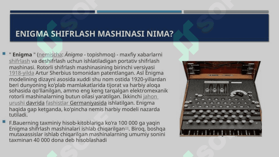 Enigma shifrlash mashinasi va uning bardoshligi 4