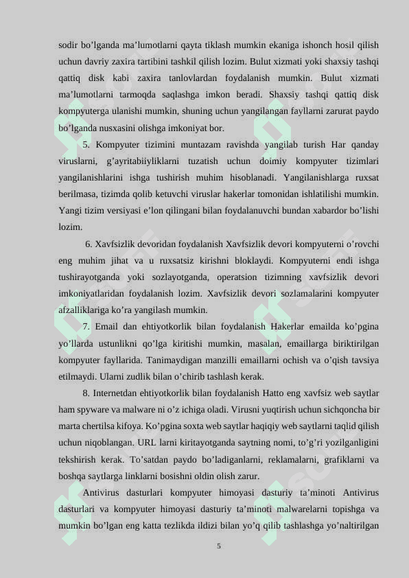 Kompyuter viruslari va virusdan himoyalanish usullari 5