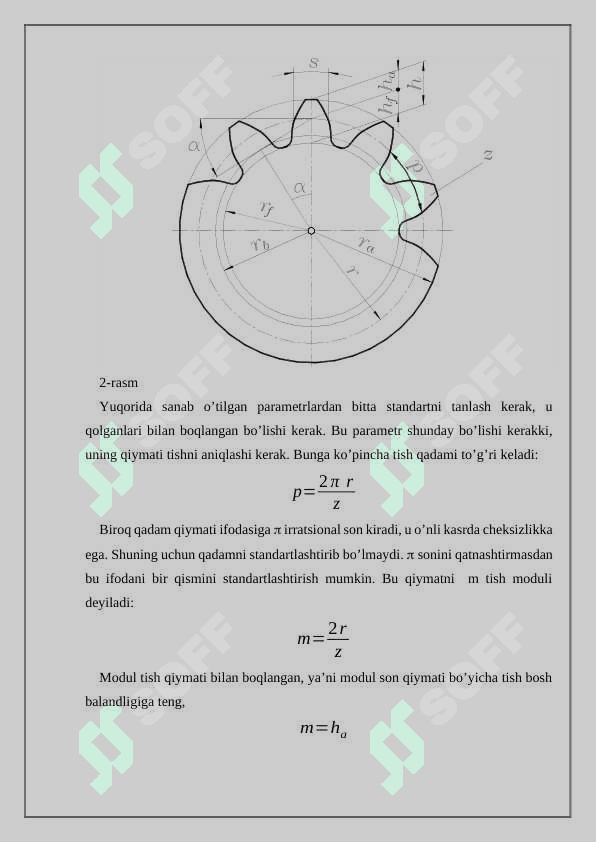 Evolventa va uning xossalari tslindrik tishli g’ildiraklarning geometrik parametrlari 3