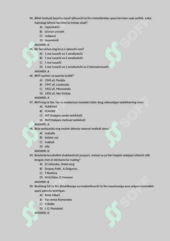 pedagogik tashxis test savollari 7