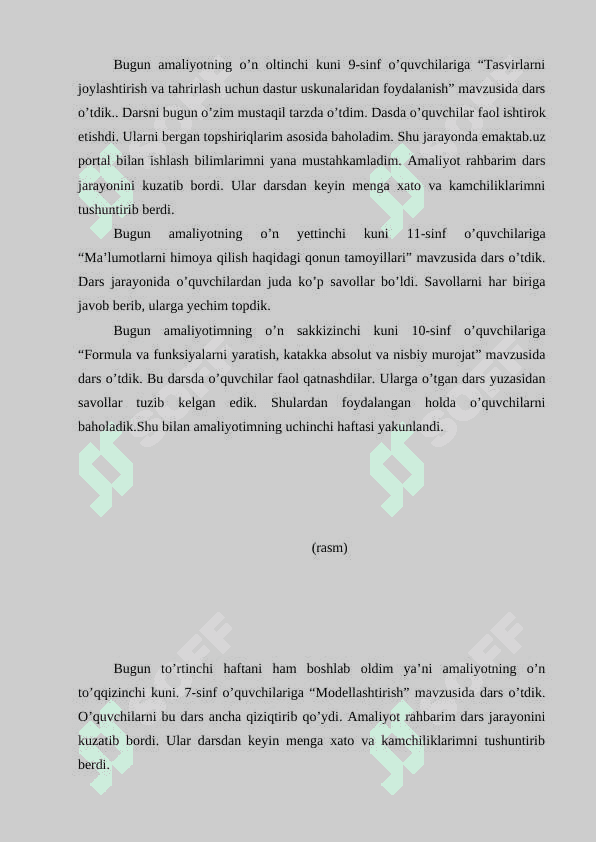 Pedagogik amaliyot hisoboti 1