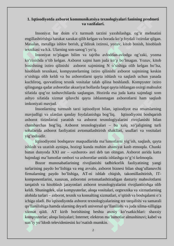 Iqtisodiyotda axborot kommunikatsiya texnologiyalarining o’rni va ahamiyati 2