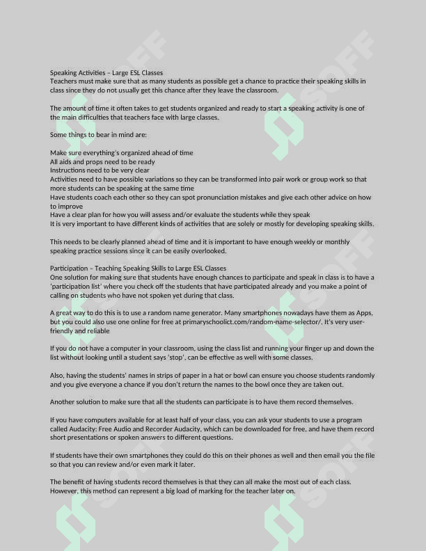 The specific methodological approach to teaching speaking in English classes 8