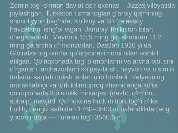 Zomin davlat qo‘riqxonasi 4