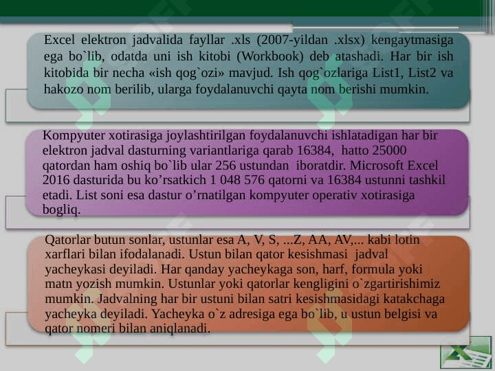 Sonli ma’lumotlarni qayta ishlash texnologiyasi. Ma’lumotlar omborini boshqarish tizimlari. 5