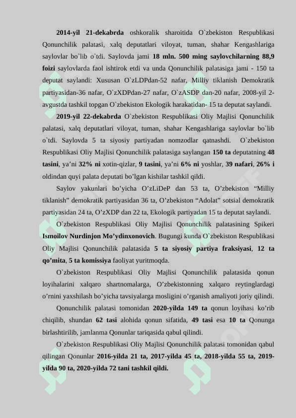 O‘zbekistonda demokratik, fuqarolik jamiyati asoslarining shakllanishi, amalga oshirilgan siyosiy islohotlar 3