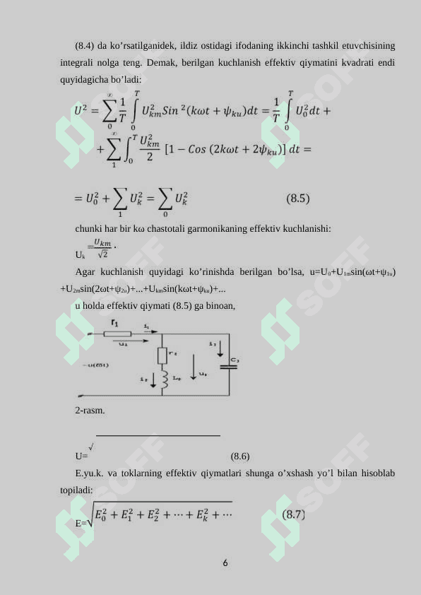 Nosinusoidal davriy kuchlanish va toklar. 6
